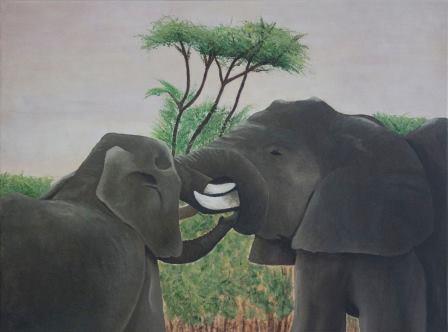 Stoeiende olifanten